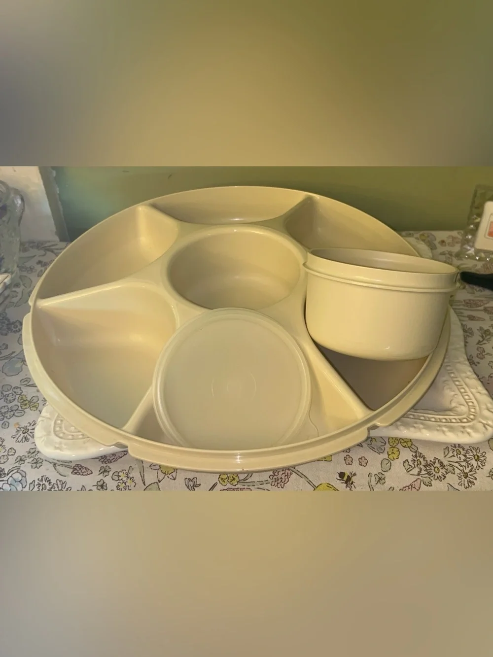 Tupperware Serving Center divided vegetable and dip party tray full set